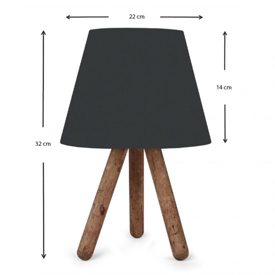 Φωτιστικό επιτραπέζιο Lander ύφασμα/Pvc/ξύλο χρώμα μαύρο/καφέ 22x17x32εκ.
