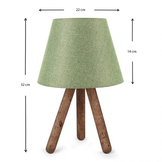 Φωτιστικό επιτραπέζιο Lander ύφασμα/Pvc/ξύλο χρώμα κυπαρισσί/καφέ 22x17x32εκ.