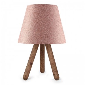Φωτιστικό επιτραπέζιο Lander ύφασμα/Pvc/ξύλο χρώμα ροζ/καφέ 22x14x32εκ.