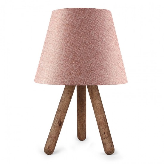 Φωτιστικό επιτραπέζιο Lander ύφασμα/Pvc/ξύλο χρώμα ροζ/καφέ 22x14x32εκ.
