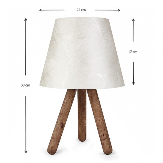 Φωτιστικό επιτραπέζιο Lander ύφασμα/Pvc/ξύλο χρώμα λευκό/καφέ 22x14x32εκ.