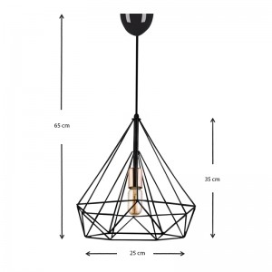 Φωτιστικό οροφής Donald μεταλλικό χρώμα μαύρο 25x30x65εκ.