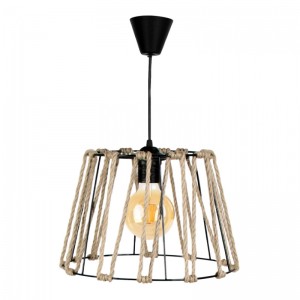 Φωτιστικό οροφής Andrew μέταλλο/σχοινί μονόφωτο χρώμα μαύρο φυσικό 30x30x20εκ.