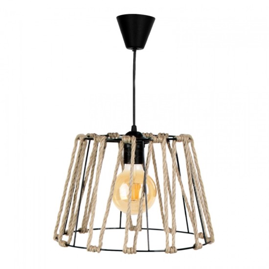 Φωτιστικό οροφής Andrew μέταλλο/σχοινί μονόφωτο χρώμα μαύρο φυσικό 30x30x20εκ.