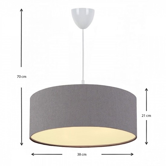 Φωτιστικό οροφής Monahan υφασμάτινο χρώμα γκρι 38x20x70εκ.