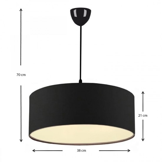 Φωτιστικό οροφής Monahan υφασμάτινο χρώμα μαύρο 38x21x70εκ.