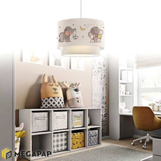 Φωτιστικό οροφής Peppa υφασμάτινο με χαρούμενα ελεφαντάκια 30x20x70εκ.