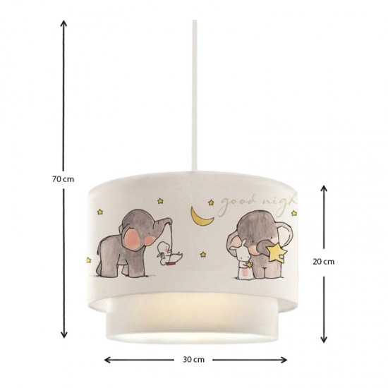 Φωτιστικό οροφής Peppa υφασμάτινο με χαρούμενα ελεφαντάκια 30x20x70εκ.