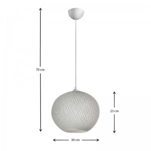 Φωτιστικό οροφής Gibson από σχοινί μονόφωτο χρώμα λευκό 30x23x70εκ.