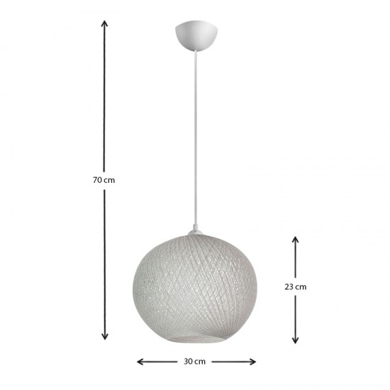 Φωτιστικό οροφής Gibson από σχοινί μονόφωτο χρώμα λευκό 30x23x70εκ.