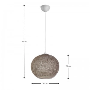 Φωτιστικό οροφής Gibson από σχοινί μονόφωτο χρώμα μόκα 30x23x70εκ.