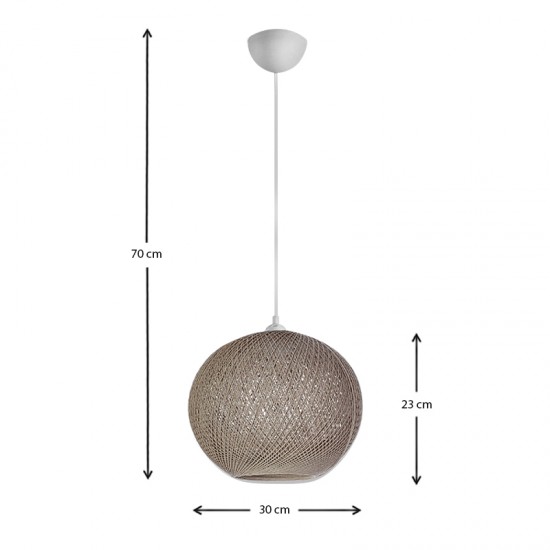 Φωτιστικό οροφής Gibson από σχοινί μονόφωτο χρώμα μόκα 30x23x70εκ.