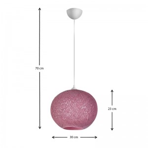 Φωτιστικό οροφής Gibson από σχοινί μονόφωτο χρώμα ροζ 30x23x70εκ.