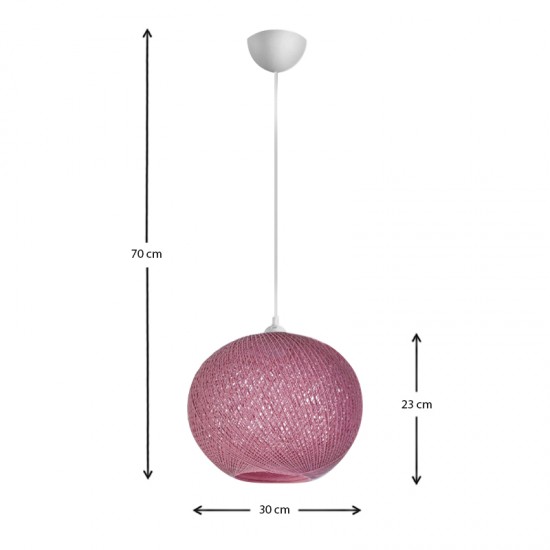 Φωτιστικό οροφής Gibson από σχοινί μονόφωτο χρώμα ροζ 30x23x70εκ.