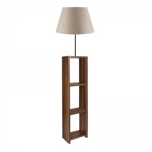 Φωτιστικό δαπέδου Loyd υφασμάτινο/Pvc/MDF χρώμα μπεζ/καρυδί 38x38x150εκ.