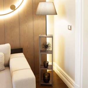 Φωτιστικό δαπέδου Loyd υφασμάτινο/Pvc/MDF χρώμα μπεζ/καρυδί 38x38x150εκ.