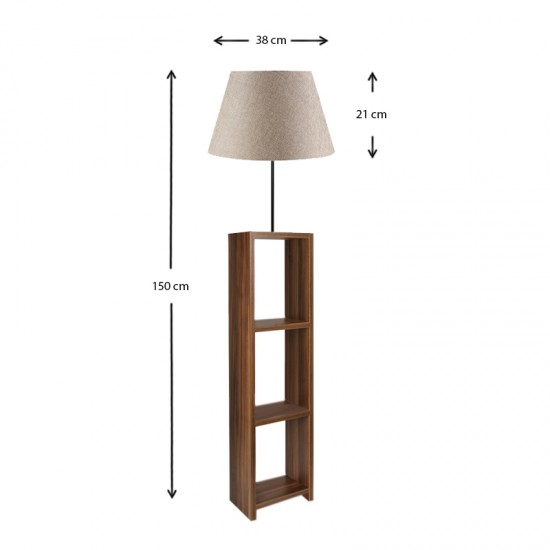 Φωτιστικό δαπέδου Loyd υφασμάτινο/Pvc/MDF χρώμα μπεζ/καρυδί 38x38x150εκ.