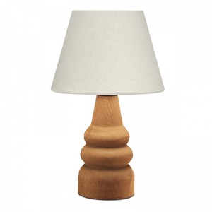 Φωτιστικό επιτραπέζιο Lary E27 υφασμάτινο - ξύλινο χρώμα κρεμ - καφέ Φ24x36εκ.