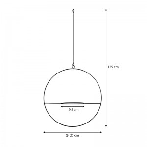 Βάση - ζαρντινιέρα κρεμαστή μεταλλική για φυτά εσωτερικού και εξωτερικού χώρου χρώμα μαύρο Φ25εκ.