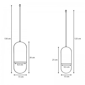 Βάση - ζαρντινιέρα κρεμαστή σετ 2τμχ μεταλλική για φυτά εσωτερικού και εξωτερικού χώρου χρώμα μαύρο Φ15εκ.