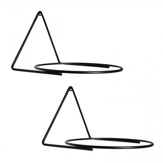 Βάση - ζαρντινιέρα επιτοίχια σετ 2 τμχ μεταλλική για φυτά εσωτερικού και εξωτερικού χώρου χρώμα μαύρο 16x15x10εκ.