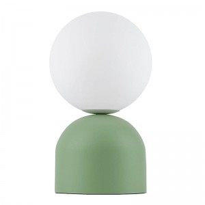Φωτιστικό επιτραπέζιο Albus E14 μεταλλικό - γυάλινο χρώμα μέντα - λευκό Ø13x28εκ.