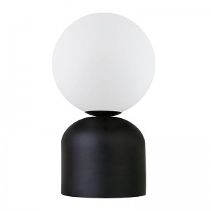 Φωτιστικό επιτραπέζιο Albus E14 μεταλλικό - γυάλινο χρώμα μαύρο - λευκό Ø13x28εκ.