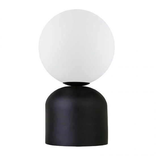 Φωτιστικό επιτραπέζιο Albus E14 μεταλλικό - γυάλινο χρώμα μαύρο - λευκό Ø13x28εκ.