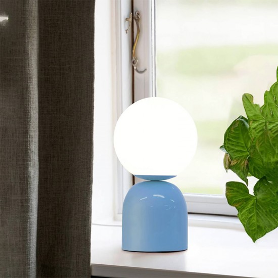 Φωτιστικό επιτραπέζιο Albus E14 μεταλλικό - γυάλινο χρώμα μπλε - λευκό Ø13x28εκ.