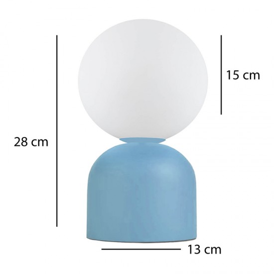 Φωτιστικό επιτραπέζιο Albus E14 μεταλλικό - γυάλινο χρώμα μπλε - λευκό Ø13x28εκ.