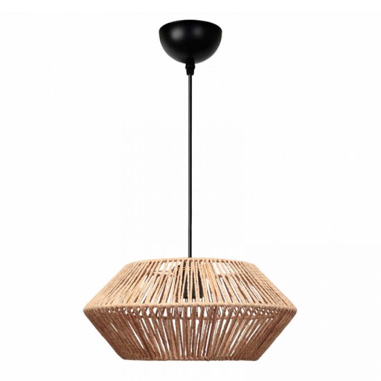 Φωτιστικό οροφής Castel E27 από σχοινί μονόφωτο χρώμα φυσικό Ø32x70εκ.