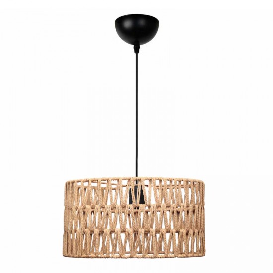 Φωτιστικό οροφής Sarkiz E27 από σχοινί μονόφωτο χρώμα φυσικό Ø30x70εκ.