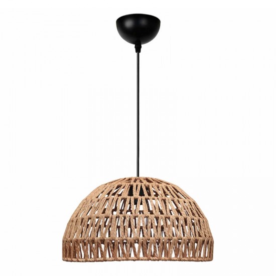 Φωτιστικό οροφής Karon E27 από σχοινί μονόφωτο χρώμα φυσικό Ø29x70εκ.