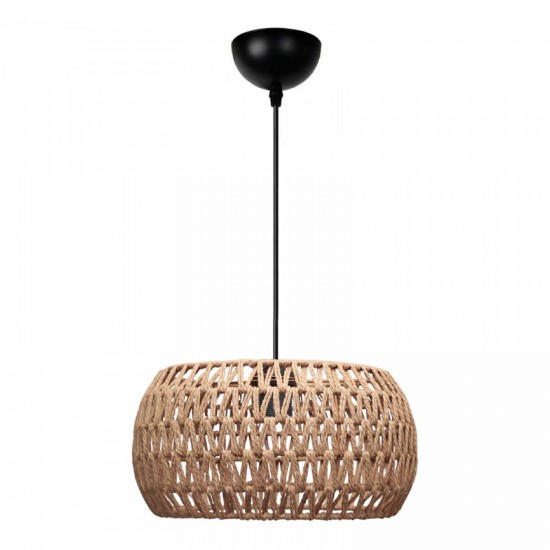 Φωτιστικό οροφής Miranda E27 από σχοινί μονόφωτο χρώμα φυσικό Ø30x70εκ.