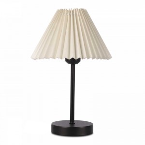 Φωτιστικό επιτραπέζιο Floi E27 μεταλλικό - ύφασμα Pvc χρώμα  κρεμ Ø22x36εκ.