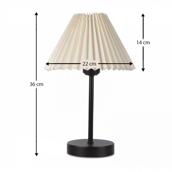 Φωτιστικό επιτραπέζιο Floi E27 μεταλλικό - ύφασμα Pvc χρώμα  κρεμ Ø22x36εκ.