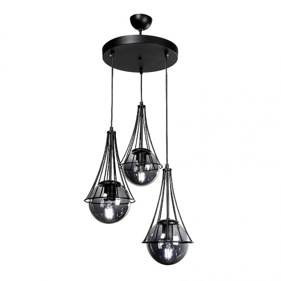 Φωτιστικό οροφής Jahanvi μεταλλικό τρίφωτο χρωμα μαύρο 40x40x90εκ.