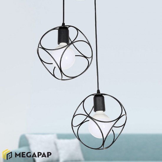 Φωτιστικό οροφής Nurah μεταλλικό δίφωτο χρώμα μαύρο 35x35x70εκ.