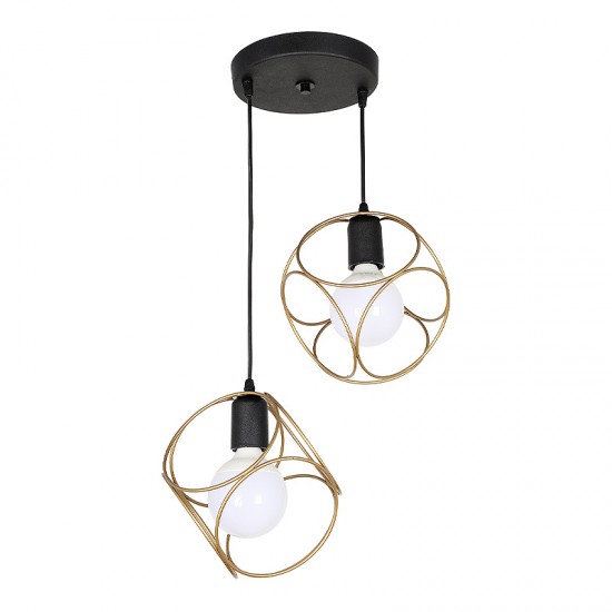 Φωτιστικό οροφής Nurah μεταλλικό δίφωτο χρώμα χρυσό 35x35x70εκ.