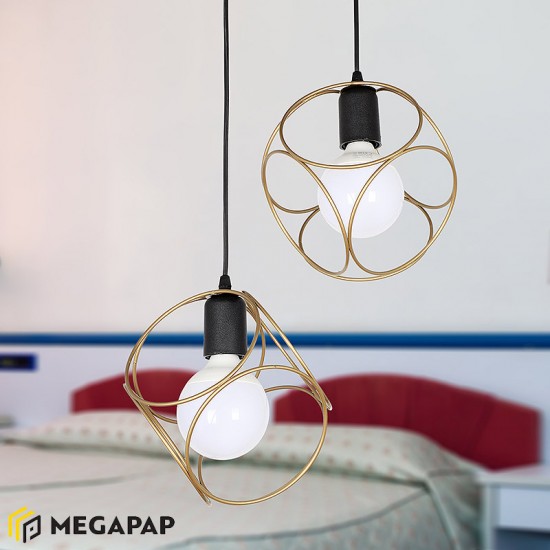 Φωτιστικό οροφής Nurah μεταλλικό δίφωτο χρώμα χρυσό 35x35x70εκ.