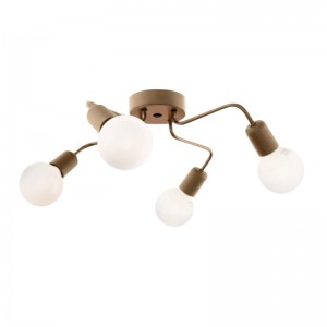 Φωτιστικό οροφής Horus E27 μεταλλικό τετράφωτο χρώμα χρυσό 48x48x10εκ.