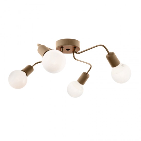 Φωτιστικό οροφής Horus E27 μεταλλικό τετράφωτο χρώμα χρυσό 48x48x10εκ.