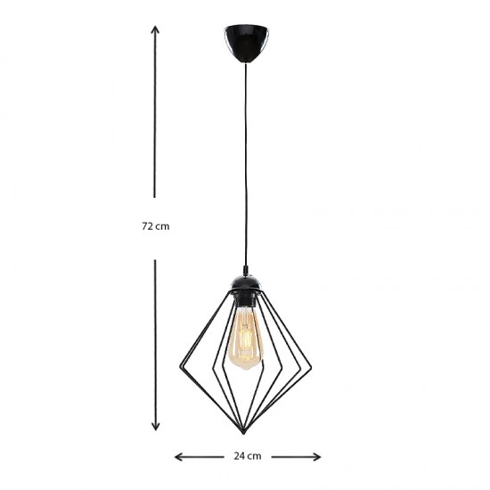 Φωτιστικό οροφής Nura μεταλλικό μονόφωτο χρώμα μαύρο 24x24x72εκ.