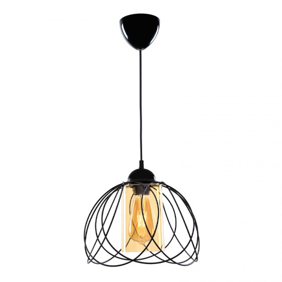 Φωτιστικό οροφής Abilene E27 μεταλλικό μονόφωτο χρώμα μαύρο 26x26x68εκ.