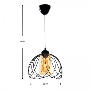 Φωτιστικό οροφής Abilene E27 μεταλλικό μονόφωτο χρώμα μαύρο 26x26x68εκ.