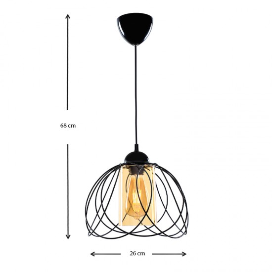 Φωτιστικό οροφής Abilene E27 μεταλλικό μονόφωτο χρώμα μαύρο 26x26x68εκ.