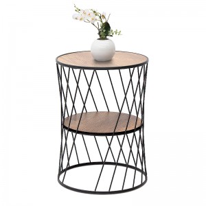 Βοηθητικό τραπεζάκι Jaspin μεταλλικό - Mdf χρώμα μαύρο - καρυδί 32x32x44εκ.