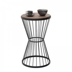 Βοηθητικό τραπεζάκι Hoffman μεταλλικό - Mdf χρώμα καρυδί - μαύρο 35x35x58εκ.