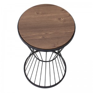 Βοηθητικό τραπεζάκι Hoffman μεταλλικό - Mdf χρώμα καρυδί - μαύρο 35x35x58εκ.