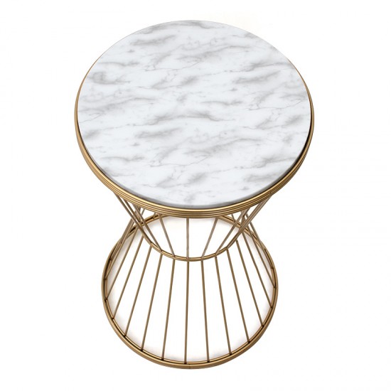 Βοηθητικό τραπεζάκι Hoffman  μεταλλικό - Mdf χρώμα λευκό - χρυσό 35x35x58εκ.